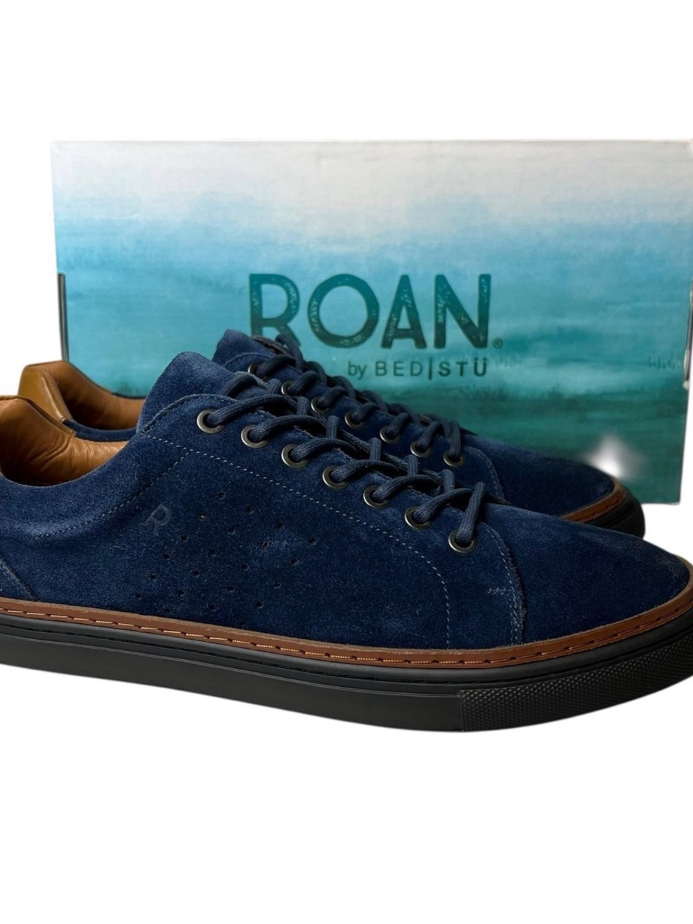 Men's Navy Suede Lace-Up Sneakers